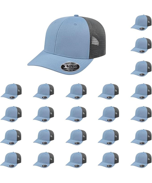 Cap America i8502 Flexfit 110 Premium Mid Profile 6-Panel Mesh Back Trucker Cap Hat w/UV Guard & Adjustable Snapback