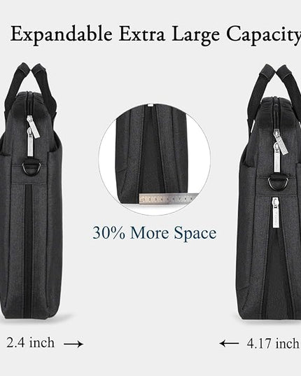 Voova Laptop Bag Case 15 15.6 16 Inch, Computer Sleeve Messenger Bag with Shoulder Strap Expandable Waterproof Business Briefcase for Men Women to Work Travel School, Fit 14-16 Inch Laptop, Black