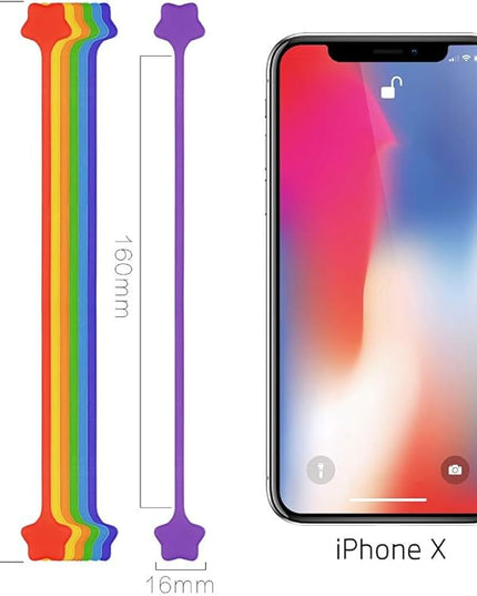Reusable Silicone Twist Ties, 7.48'' Magnetic Cable Ties with Strong Magnet for Organizing Cables, Hanging Stuff, USB Cords, Fridge Magnets, Book Markers, or Just for Fun (7Colors, 7 Pack)