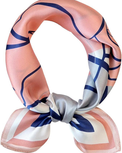 ANDANTINO 100% Pure Mulberry Silk Small Square Scarves -21'' x 21''- Digital Printed Neckerchief –Women Men Lightweight Scarf