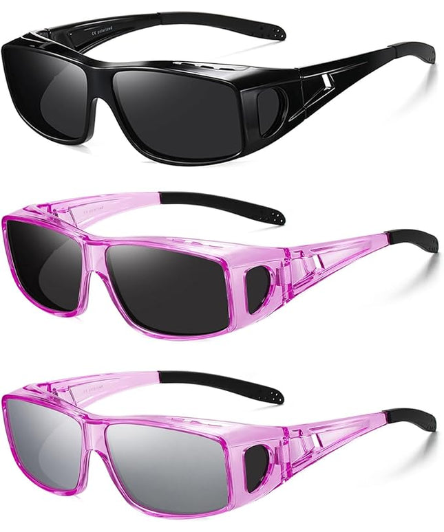 Wzerry Sunglasses Fit Over Glasses Polarized for Men Women, Wrap-Around Glasses UV400 Protection for Driving and Outdoor