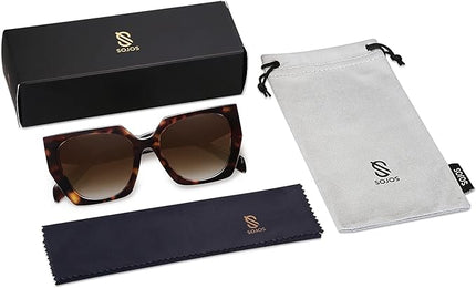 SOJOS Large Oversized Polarized Sunglasses for Women, Big Designer Womens Trendy Square Shades SJ2205