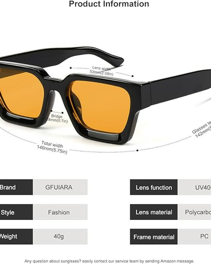 Trendy Square Sunglasses for Men Women Fashion Thick Rectangle Sun Glasses UV Protection Shades Designer Style