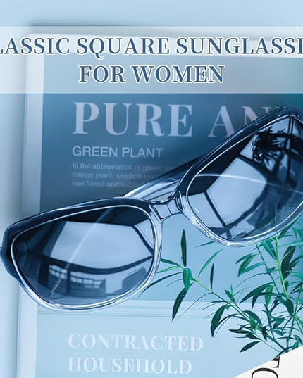 SIPHEW Polarized Sunglasses for Women | Vintage Square Sunglasses w UV400 Protection | Womens Wraparound Shade