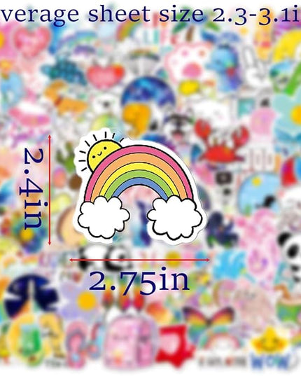 100 Cute Assorted Animal Holographic Stickers – Fun Sparkly Glitter Kawaii Bulk Variety Pack, Waterproof Vinyl Decals for Girls, Kids & Teens, Great for Water Bottles, Classroom Rewards, Luggage