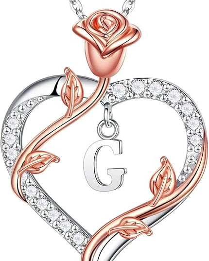 Iefil Christmas Gifts for Women Wife - 925 Sterling Silver Heart Initial Necklace, Anniversary Birthday Gifts for Women, Jewelry Gift for Wife Girlfriend Mom
