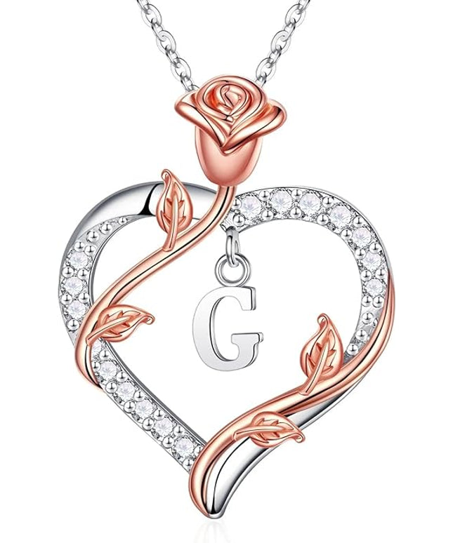 Iefil Christmas Gifts for Women Wife - 925 Sterling Silver Heart Initial Necklace, Anniversary Birthday Gifts for Women, Jewelry Gift for Wife Girlfriend Mom
