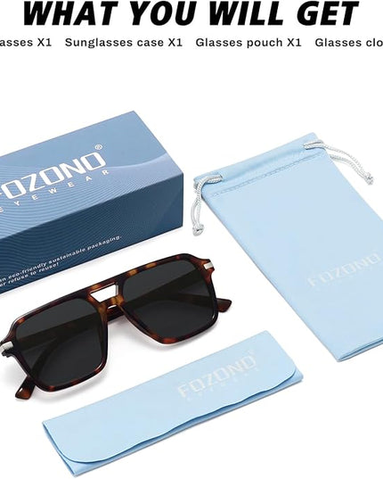 Retro Aviator Sunglasses for Women Men Trendy Classic Square 70s 80s 90s Vintage Shades Double Bridge Aviators FZN813