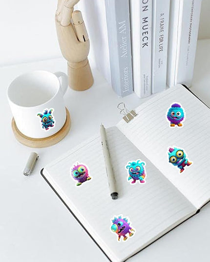 200PCS Cute Monster Stickers for Water Bottle Decor,Vinyl Waterproof Stickers for Scrapbooking,Laptop Decor,Adult,Birthday Gift,Classroom Prizes,Guitar,Bike,Luggage,Skateboard,Refrigerator Decoration
