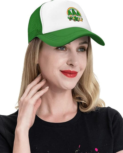 St Patricks Day Lucky Shamrock Hat, Green Clover Baseball Cap for Men Women,Fashion Adjustable Mesh Trucker Hat