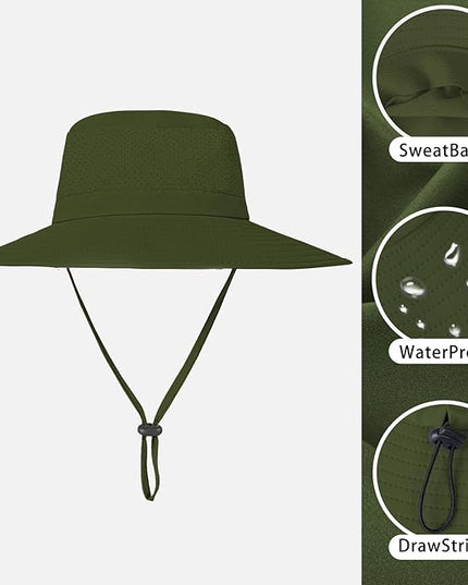 ZOORON Boonie Hat UPF 50+ Cooling Sun Hat for Men and Women,Wide Brim Bucket Hats with UV Protection for Safari Hiking Beach