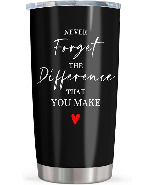 Thank You Gifts for Women/Men, Teacher/Employee Appreciation Gifts, Retirement Gift for Woman, Farewell Gift for Coworkers, Never Forget The Difference You Make Tumbler 20oz