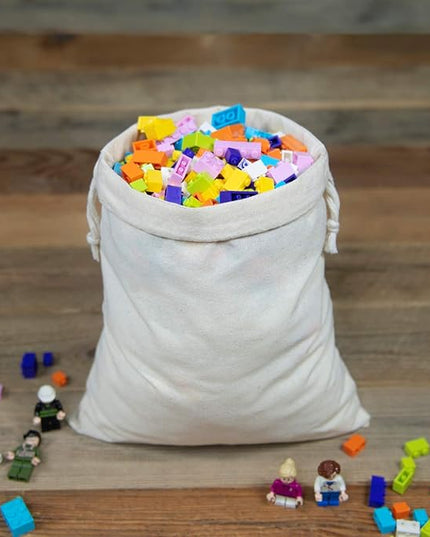 TOPDesign 10-Pack 10” x 12” Reusable Produce Bags, Muslin Bags with Drawstrings for Shopping & Storage, 100% Natural Cotton Bags, Washable, Biodegradable, Food Safe