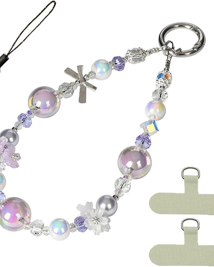 Handmade Flower & Butterfly Phone Wrist Strap Lanyard - Detachable Anti-Drop Strap with 2 Tether Tabs -Women's Gift