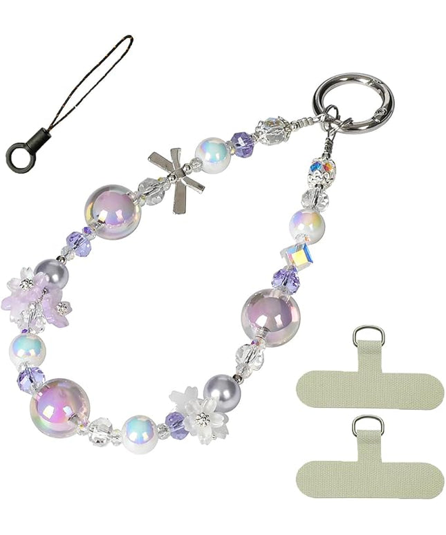 Handmade Flower & Butterfly Phone Wrist Strap Lanyard - Detachable Anti-Drop Strap with 2 Tether Tabs -Women's Gift