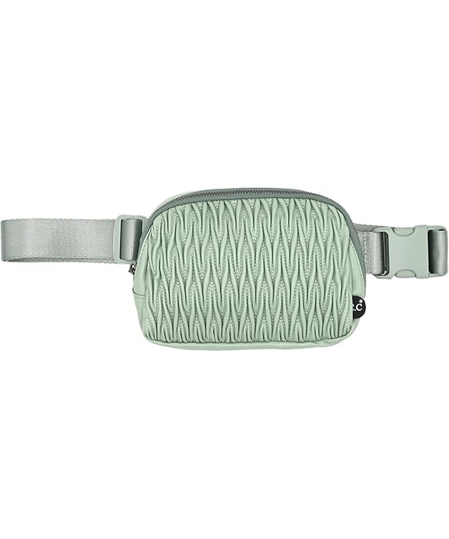 C.C Belt Bag for Women – Quilted Fanny Pack Crossbody Waist Bag with Adjustable Strap, Fashion Gift Idea (Materasse - Sage)
