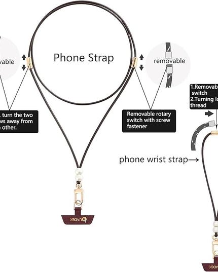 2-in-1 Utility Lanyard phone strap wrist strap-Leather