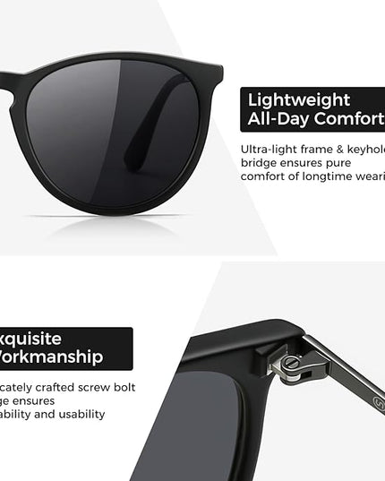 SUNGAIT Premium Vintage Round Sunglasses for Women Men Classic Retro Trendy Style