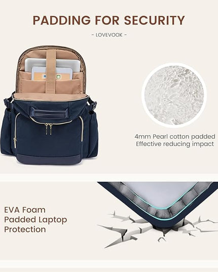 LOVEVOOK Laptop Backpack for Women with Pouch Pocket for Large Capacity Cup,18 Inch Laptop Computer Bag Travel Backpack Purse,Waterproof Work Business Backpack College Teacher Bags,Dark Blue