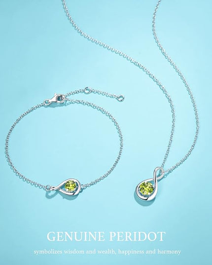FANCIME Love Bracelet 925 Sterling Silver Infinity Birthstone Bracelets for Women Fine Jewelry Birthday Christmas Gifts for Her Mom Wife, Chain Length 6.7"+1.2" Extend