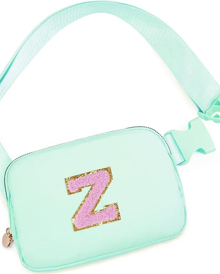 Uygafly Belt Bag Fanny Pack Crossbody Bags with Initials Letter Patch Cute Stuff Birthday Gifts for Teenager Girls Trendy Stuff for Teens | Z,Light Green