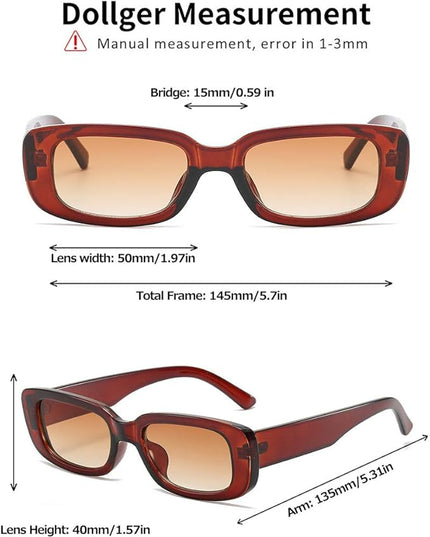 Dollger Rectangle Sunglasses for Women Men Trendy Retro Fashion Sunglasses UV 400 Protection Square Fram