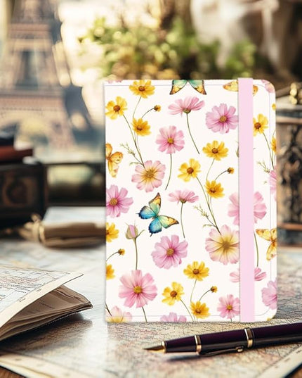 Sweet Daisy Leather Passport Holder Cover Butterfly Travel Wallet Passport Case with Credit Card Slots for Women Men Travelling Essentials for Flying