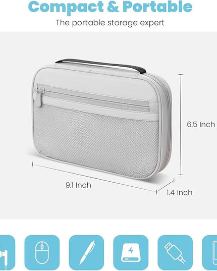 Electronics Organizer Bag, Portable Cable Organizer Case Travel Electronic Accessories Storage Case - Travel storage bag for Cables, Chargers, Phone, SD Cards - Grey