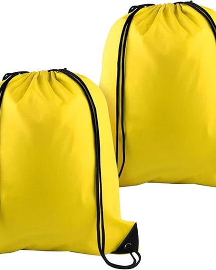 KUUQA 2 Pcs Yellow Drawstring Backpack Drawstring Bag Bulk Sports Cinch Bags String Backpack Storage Bags for Gym Traveling