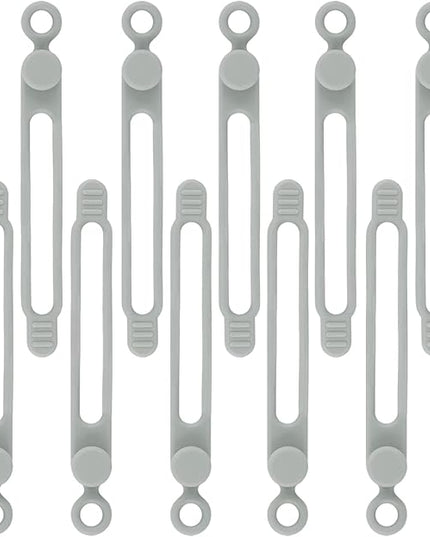 12Pcs Grey Silicone Cable Ties, Grey Cord Strap, Silicone Cable Straps, Rubber Cable Ties, Charger Computer Headphone Mouse Cord Ties for Office Home Kitchen School Travel Organization