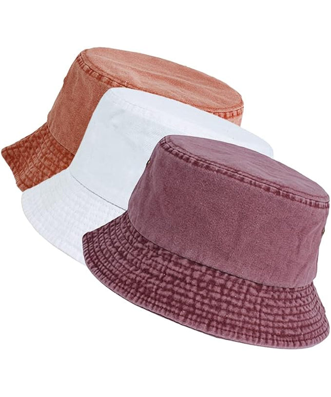 kozinu Washed Cotton Bucket Hats Packable Summer Outdoor Cap Travel Beach Sun Hat Plain Colors for Men Women