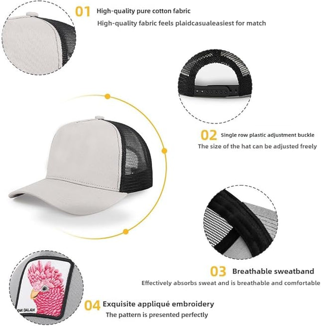 Classic Unisex Various Animal Series Embroidery Farm Adjustable Mesh Snapback Trucker Hat