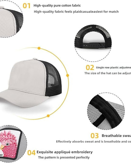 Classic Unisex Various Animal Series Embroidery Farm Adjustable Mesh Snapback Trucker Hat