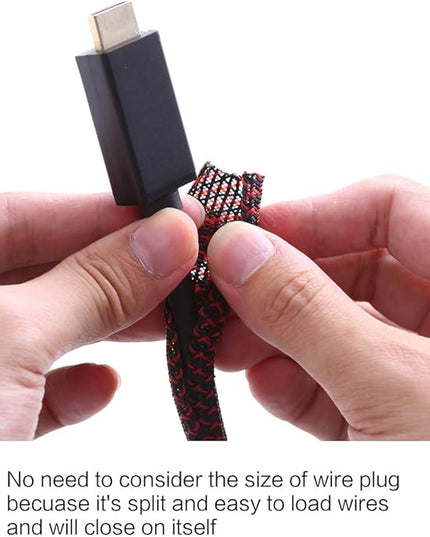 Alex Tech 10ft - 1/4 inch Cord Protector Wire Loom Tubing Cable Sleeve Split Sleeving For USB Cable Power Cord Audio Video Cable – Protect Cat From Chewing Cords - Blackred