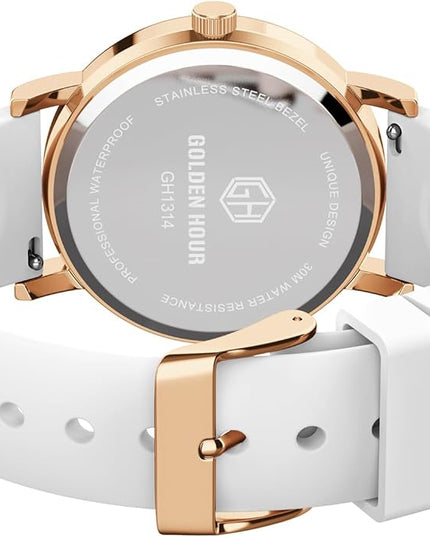 GOLDEN HOUR Waterproof Nurse Watch for Medical Professionals, Students Women Men - Military Time Luminouse Easy Read Dial, 24 Hour with Second Hand, Colorful Silicone Band