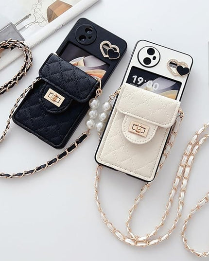 Phone Crossbody Chain Cell Phone Lanyard,Leather+Metal Shouder Strap Universal Phone Strap with Phone Tether Patches (K)
