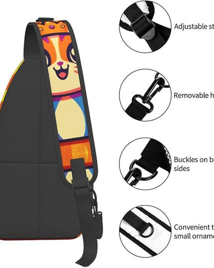 Animal Face Sling Bag Crossbody Bags Chest Bag Backpack for Travel Running and Hiking for Men Women Colorful Cat 2