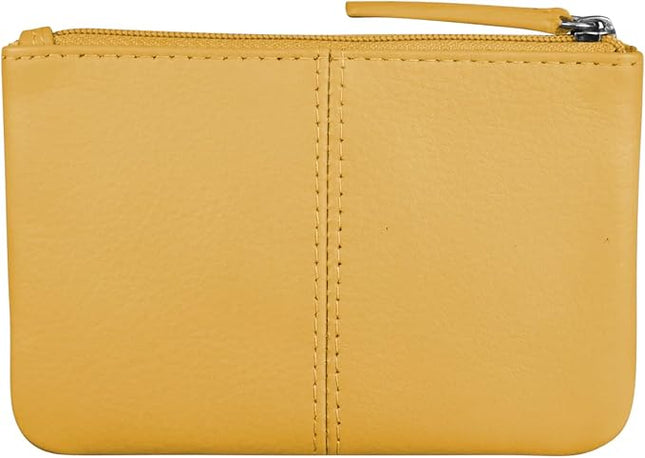 ili New York Mini Leather Coin Purse, Compact Design with Key Ring and RFID Protection for Women and Men in Vibrant Colors, Yellow