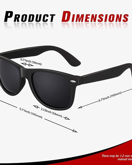 Sunier Polarized Sunglasses for Men and Women, Retro Square Matte Finish UV400 Protection Shades for Driving, Fishing