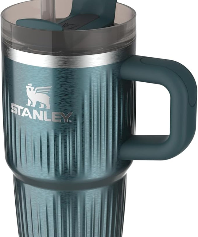 STANLEY Quencher H2.0 Tumbler with Handle and Straw 20 oz | Flowstate 3-Position Lid | Cup Holder Compatible for Travel | Insulated Stainless Steel Cup | BPA-Free | Fluted Marina Shine