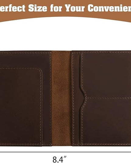 Jack&Chris Genuine Leather Passport Holder For Travel, RFID Blocking Handmade Passport Holder with Card Case Organized & Safe, Quality Travel Essentials for Women and Men for Gifting, Red Brown