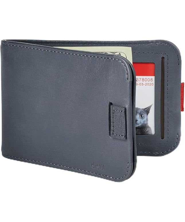 Distil Union Wally Bifold 5.0 RFID Wallet with ID Window - Slim Bifold Wallet for Men with Money Clip, Premium Leather – Minimalist RFID Card Holder - Holds 14 Cards & 30 Bills - Navy