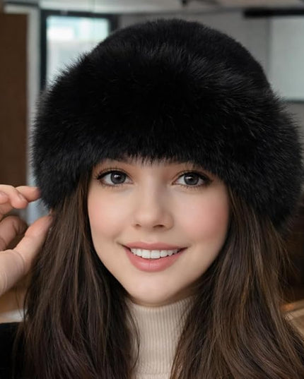 3 Pieces Women’s Faux Fur Bucket Hat Winter Warm Plush Furry Hat – Soft Fluffy Cold Weather Hat for Outdoor Travel