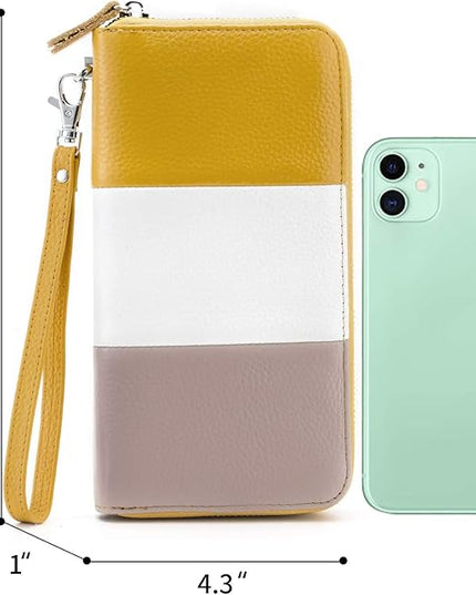 Moflycom Womens Wallet RFID Blocking Genuine Leather Multi Credit Card Large Capacity Zip Around Clutch Travel Purse Wristlet