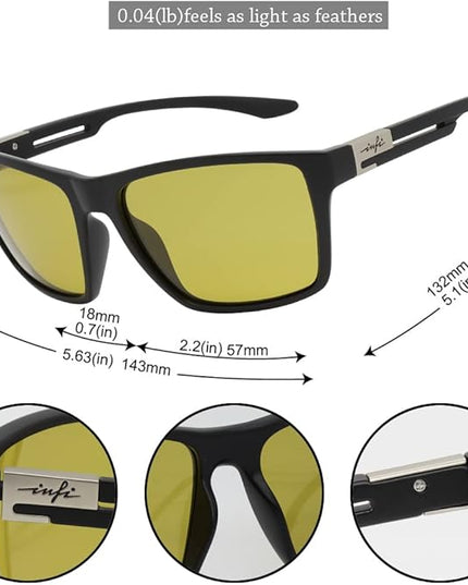 INFI Fishing Polarized Sunglasses for Men Driving Running Golf Sports Glasses Square UV Protection Designer Style Unisex