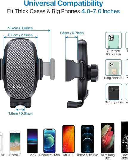 Miracase [2025 Latest Upgraded] Universal Cup Phone Holder for Car, [Rotatable & Adjustable] Long Neck Car Cup Holder Phone Mount Compatible with iPhone, Samsung, Google & More Smartphones