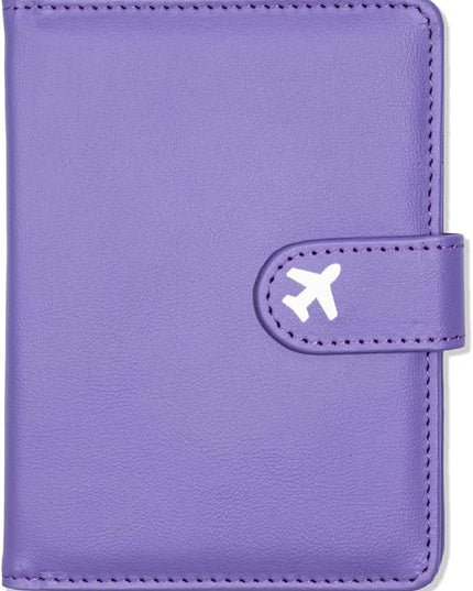 Passport Holder, Travel Wallet Cover with Pen Loop | Cute RFID Blocking Leather Case with Magnetic Closure for Travel Essentials-Purple