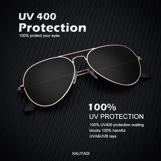 KALIYADI Classic Aviator Sunglasses for Men Women Driving Sun glasses Polarized Lens UV Blocking