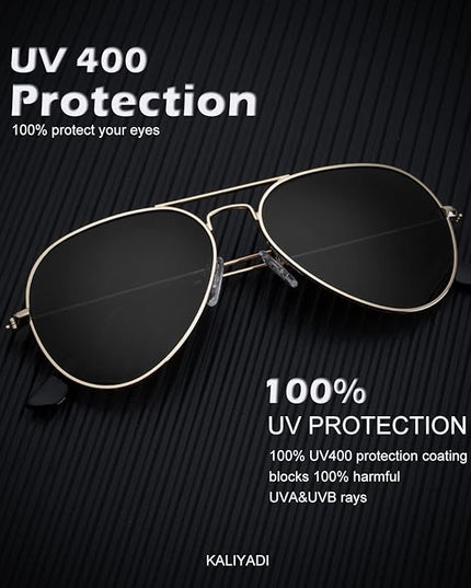 KALIYADI Classic Aviator Sunglasses for Men Women Driving Sun glasses Polarized Lens UV Blocking