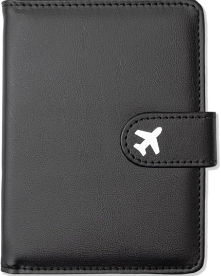 Passport Holder, Travel Wallet Cover with Pen Loop | Cute RFID Blocking Leather Case with Magnetic Closure for Travel Essentials-Black